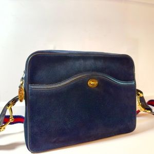 Vintage 70's Gucci Suede Bag Authentic Messenger Crossbody Beautiful Hardware
